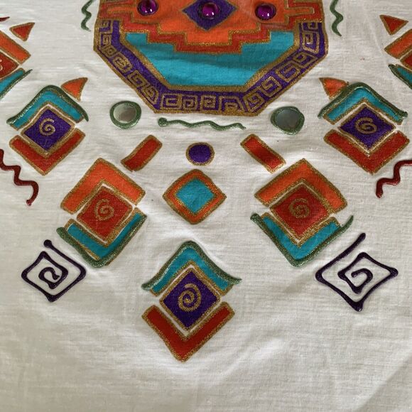 Sweet Blondie T-Shirt Womens One Size Aztec Graphics/ Gold Thread Embroidery Vac - Picture 4 of 12